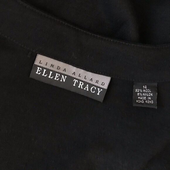 Vintage 1990s Linda Allard Ellen Tracy Wool Knit Minimalist Cardigan Sweater 14 - Picture 7 of 7